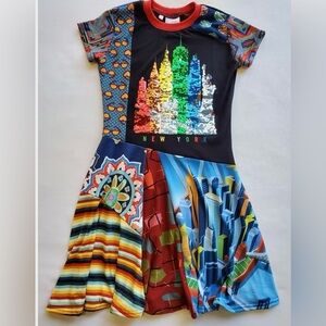 Second Stitch Upcycled Girls Dress – New York City Sequin Skyline - NWT